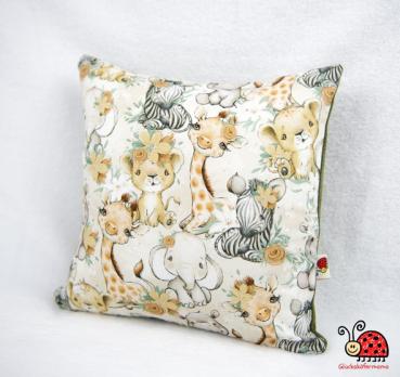 Kuschlkissen Safari Tiere Elefant Zebra Loewe Giraffe Boho