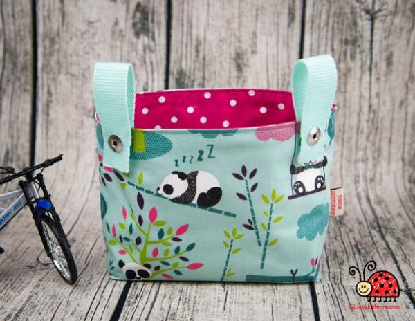 kleine Laufradtasche / Lenkertasche "Little Panda" - mint/pink